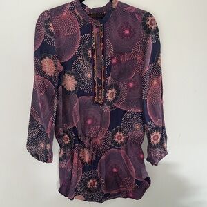 Anthropologie silk Common Thread Tunic “Tabitha” top embroidery